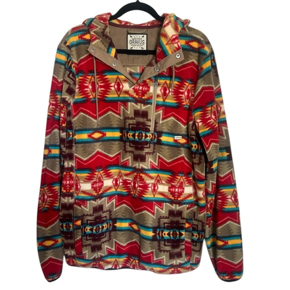 Dravus red and tan pullover with aztec print size L - Picture 1 of 8